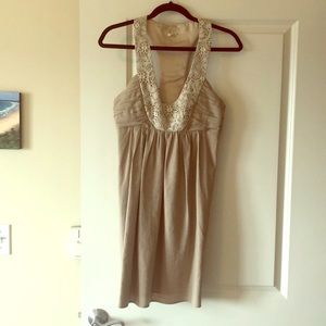 Gold/beige scoop neck cocktail dress